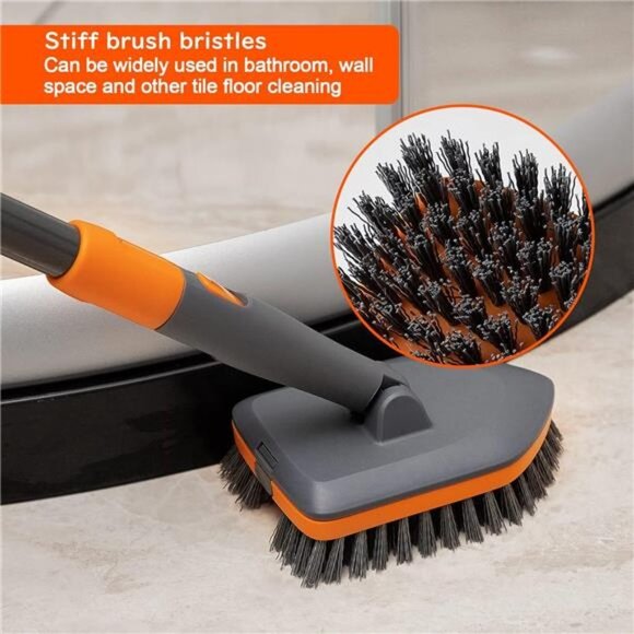 Tile Tub Scrubber Brush with 3Different Function Cleaning Heads & 56" Extendable - Picture 6 of 7